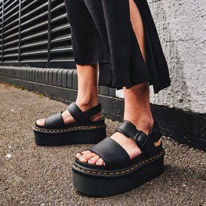 DR MARTENS Voss Quad Platform Sandals Black Size 10